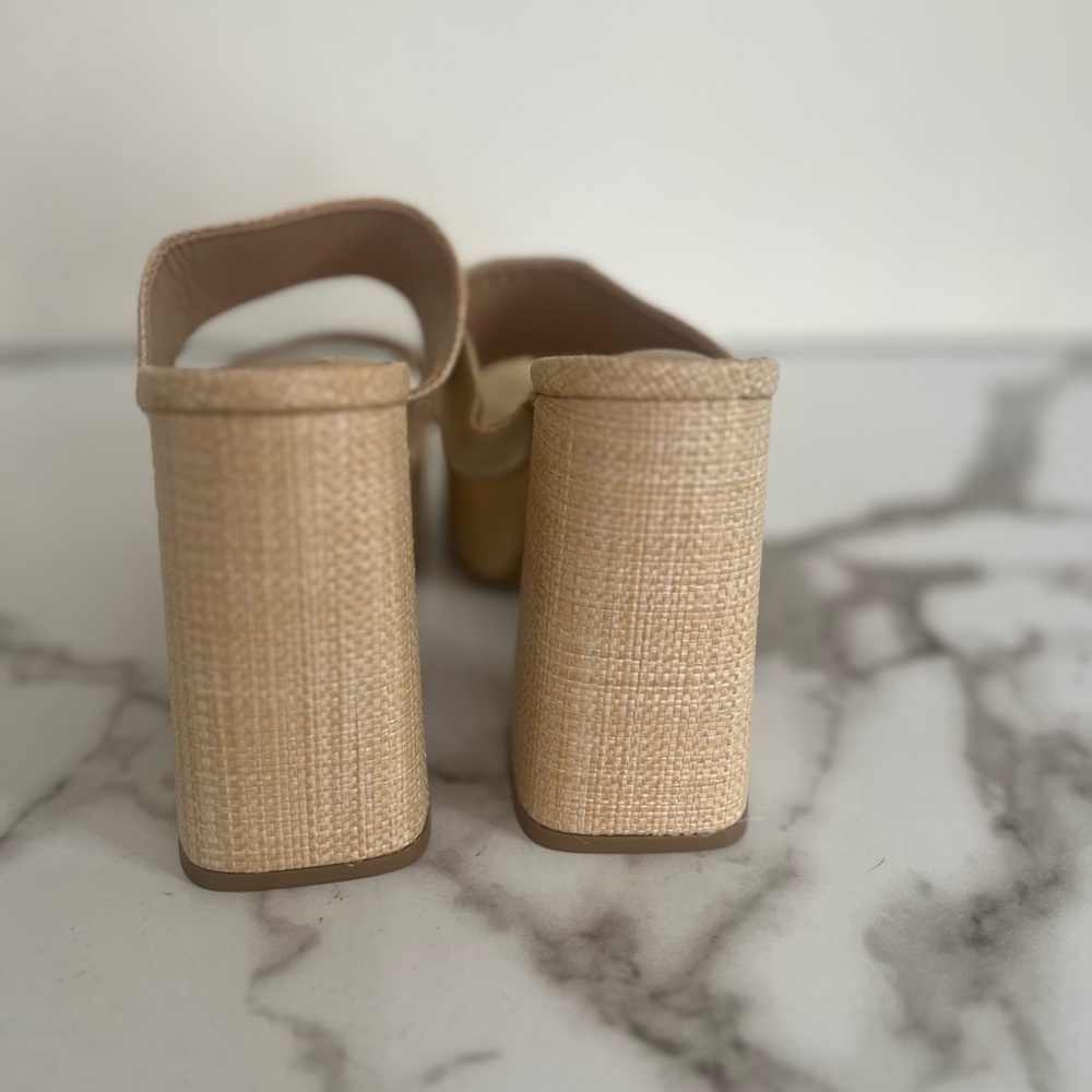 SHEIN Beige Woven Platform Block Heel Sandals - Picture 2 of 7